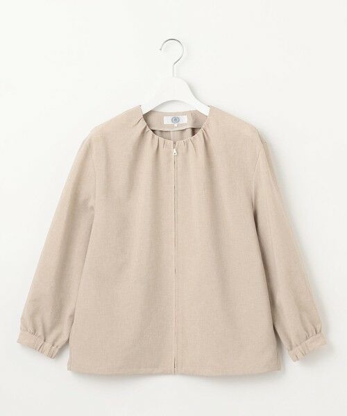 ジェイプレス ノーカラー ジャケット ブルゾン 洗える】Sheer Vis リネン ノーカラー ブルゾン / J.PRESS