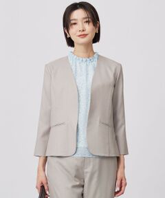 J.PRESS / ジェイプレス ノーカラージャケット | 【セットアップ対応・洗える・UVケア・吸水速乾】OXIJEWELストレッチ ノーカラー ジャケット