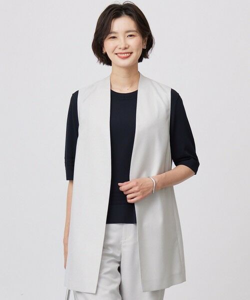 J.PRESS/ジェイプレス 【セットアップ対応・洗える・UV加工・吸水速乾】OXIJEWELストレッチ ジレ ライトグレー系 F J.PRESS/ジェイプレス 【セットアップ対応・洗える・UV加工・吸水速乾】OXIJEWELストレッチ ジレ ライトグレー系 F