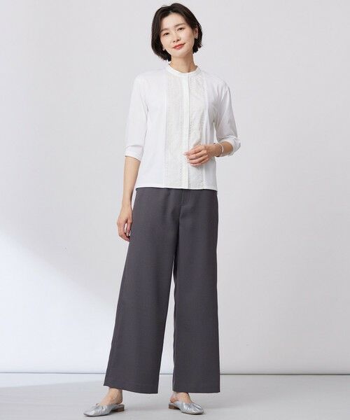 J.PRESS / ジェイプレス カットソー | 【洗える】エンブロシャツジャージー ブラウスライク カットソー | 詳細1