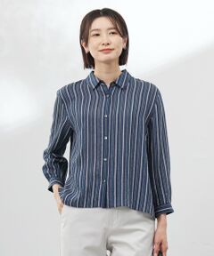 J.PRESS / ジェイプレス カットソー | 【洗える】ランダムストライプ シアー シャツカラー カットソー