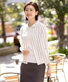 J.PRESS / ジェイプレス カットソー | 【洗える】ランダムストライプ シアー シャツカラー カットソー