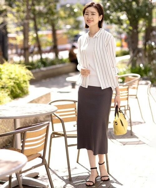 J.PRESS / ジェイプレス カットソー | 【洗える】ランダムストライプ シアー シャツカラー カットソー | 詳細4