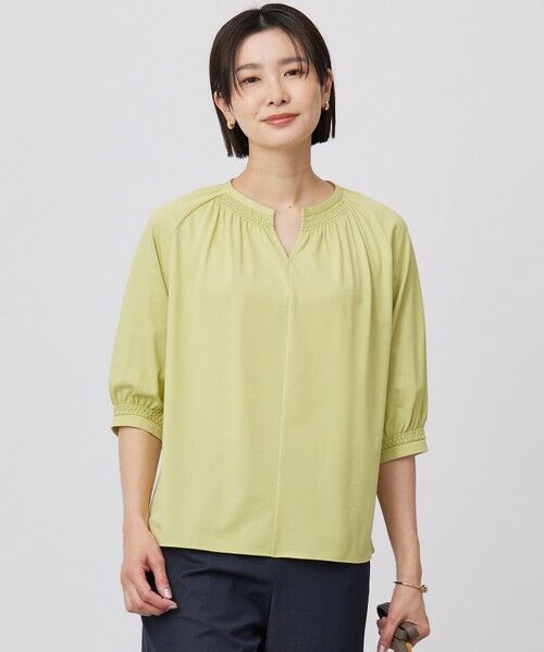 J.PRESS/ジェイプレス 【洗える】トリコットバイオ シャーリング カットソー ピスタチオ系 L J.PRESS/ジェイプレス 【洗える】トリコットバイオ シャーリング カットソー ピスタチオ系 L