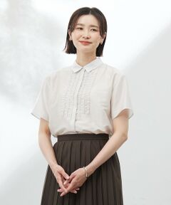 J.PRESS / ジェイプレス カットソー | 【洗える】フリルジャージー ブラウスライク カットソー