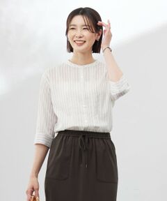 J.PRESS / ジェイプレス カットソー | 【洗える】シアーピンストライプ ブラウスライク カットソー