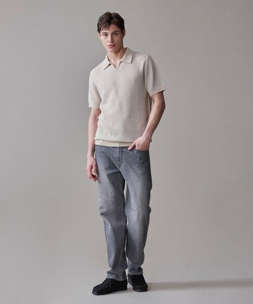 セール】 【HTBRID LINEN】スキッパーニット ポロシャツ