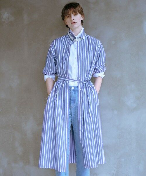 J.PRESS/ジェイプレス 【洗える・接触冷感・UVケア】エステネージュ シャツ ワンピース ネイビーストライプ系 11 J.PRESS/ジェイプレス 【洗える・接触冷感・UVケア】エステネージュ シャツ ワンピース ネイビーストライプ系 11