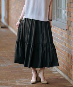 J.PRESS / ジェイプレス ミニ・ひざ丈スカート | 【洗える】シャンブレーツイル ティアード スカート