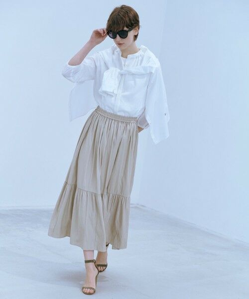 J.PRESS / ジェイプレス ミニ・ひざ丈スカート | 【洗える】シャンブレーツイル ティアード スカート | 詳細3