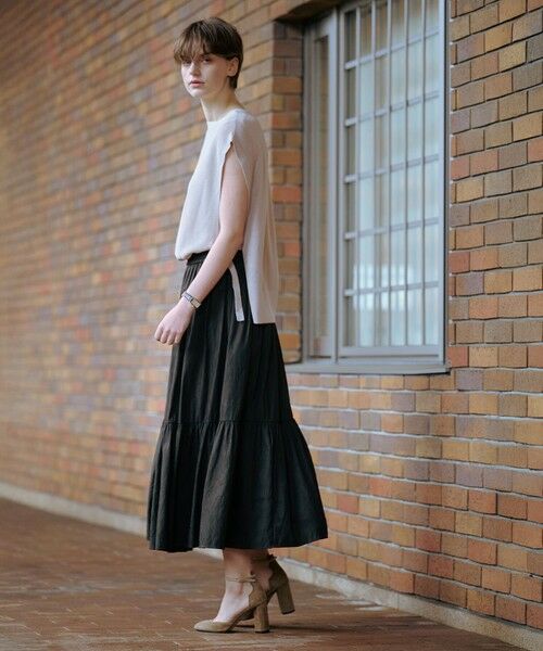 J.PRESS / ジェイプレス ミニ・ひざ丈スカート | 【洗える】シャンブレーツイル ティアード スカート | 詳細14