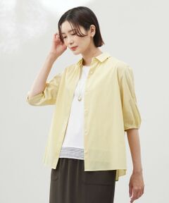 【洗える】SHEER ギンガム スキッパー ブラウス ブラウス シャツ 「洗える」SHEER ギンガム スキッパー