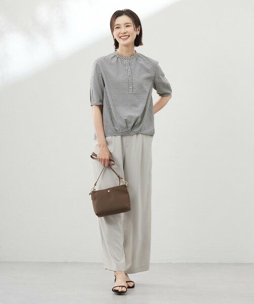 J.PRESS / ジェイプレス シャツ・ブラウス | 【洗える】アセVisギンガム バンドカラー ブラウス | 詳細1