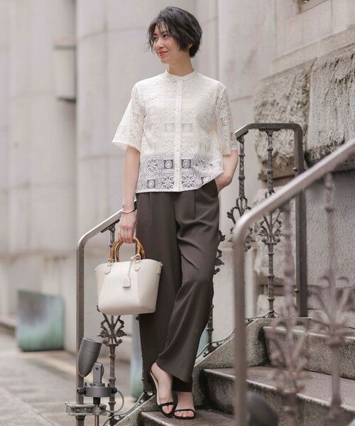 J.PRESS / ジェイプレス シャツ・ブラウス | 【洗える】モザイクレース ハーフスリーブ ブラウス | 詳細1