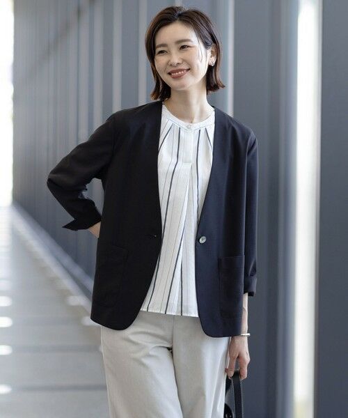 J.PRESS / ジェイプレス シャツ・ブラウス | 【洗える】SHEERストライプ クルーネック ブラウス | 詳細2