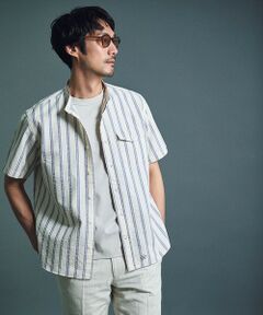 J.PRESS / ジェイプレス シャツ・ブラウス | 風が通るシアサッカーの清涼感【吸水速乾 / 高通気性】【クールマックス】サッカ−マルチストライプ シャツ / バンドカラー