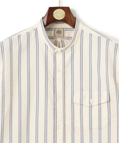 J.PRESS / ジェイプレス シャツ・ブラウス | 風が通るシアサッカーの清涼感【吸水速乾 / 高通気性】【クールマックス】サッカ−マルチストライプ シャツ / バンドカラー | 詳細7