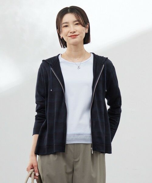 J.PRESS/ジェイプレス 【洗える】シアーライトパーカー ネイビー系 M