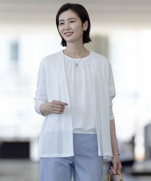 J.PRESS / ジェイプレス カーディガン・ボレロ | 【洗える】ミラノ風天竺シアー カーディガン(オフ系)