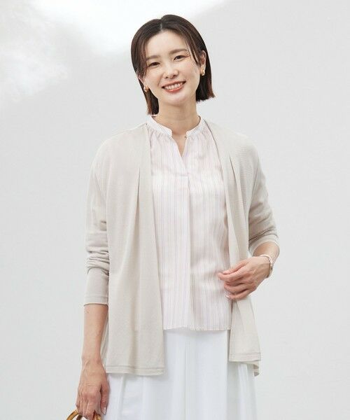 J.PRESS / ジェイプレス カーディガン・ボレロ | 【洗える】ミラノ風天竺シアー カーディガン(ベージュ系)