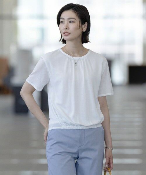 J.PRESS / ジェイプレス カットソー | 【洗える】ミラノ風天竺シアー カットソー(オフ系)