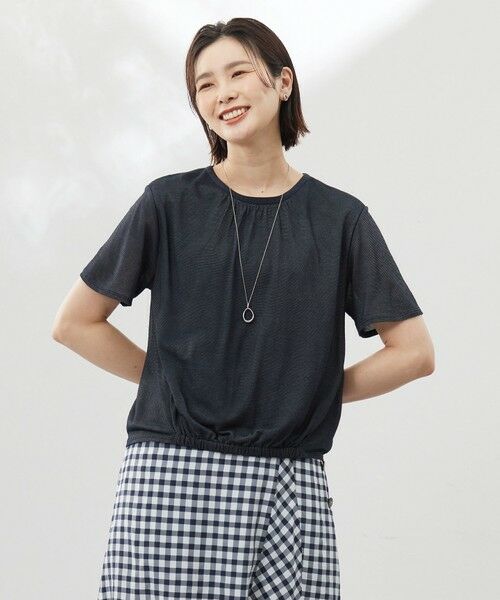 J.PRESS / ジェイプレス カットソー | 【洗える】ミラノ風天竺シアー カットソー(ネイビー系)