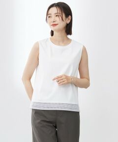 J.PRESS / ジェイプレス タンクトップ | 【人気のため追加・洗える】ノースリーブスムースジャージー レース カットソー