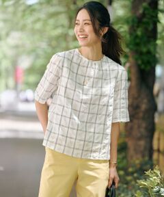 J.PRESS / ジェイプレス シャツ・ブラウス | 【洗える】SHEER チェック フレアスリーブ ブラウス