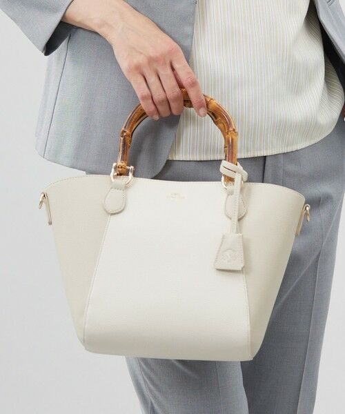 J.PRESS / ジェイプレス ショルダーバッグ | 【2way】バンブー バッグ(グレージュ×オフ系)