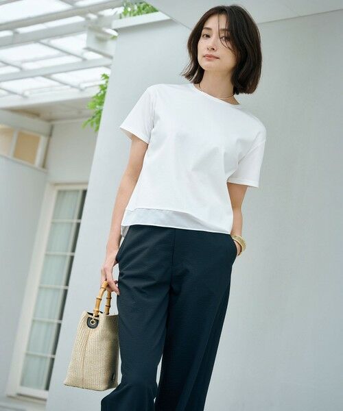 J.PRESS / ジェイプレス カットソー | 【WEB限定カラーあり・洗える】コットンスムース シアーデザイン カットソー | 詳細1