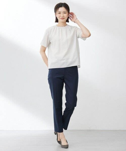 J.PRESS / ジェイプレス カットソー | 【洗える】シアーストライプ&チェック ブラウスライク カットソー | 詳細4