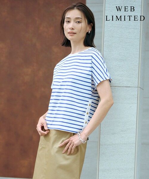 J.PRESS/ジェイプレス 【WEB限定カラーあり・洗える】ULTIM天竺ボーダー カットソー 【WEB限定カラー】オフ×ブルーボーダー系 L J.PRESS/ジェイプレス 【WEB限定カラーあり・洗える】ULTIM天竺ボーダー カットソー 【WEB限定カラー】オフ×ブルーボーダー系 L