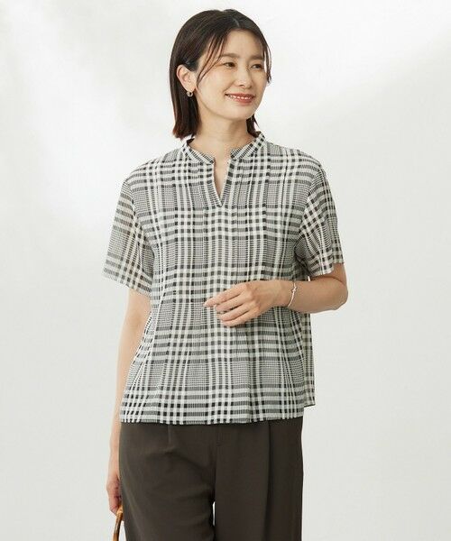 J.PRESS / ジェイプレス カットソー | 【WEB限定カラーあり・洗える】シアーチェック カットソー(ブラック×アイボリーギンガム系)