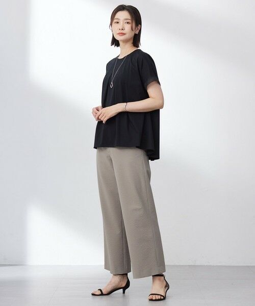 パンツ hjj セール】 【華奢見せが叶う】サス付き裏起毛ジョーゼットワイド