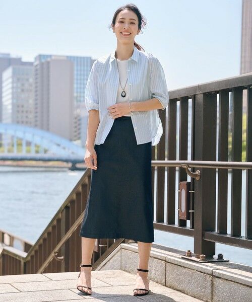 J.PRESS / ジェイプレス ミニ・ひざ丈スカート | 【洗える】シャンブレーサテン ナロー スカート | 詳細15