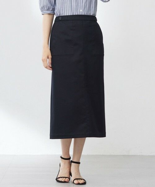 J.PRESS/ジェイプレス 【洗える】シャンブレーサテン ナロー スカート ネイビー系 9 J.PRESS/ジェイプレス 【洗える】シャンブレーサテン ナロー スカート ネイビー系 9