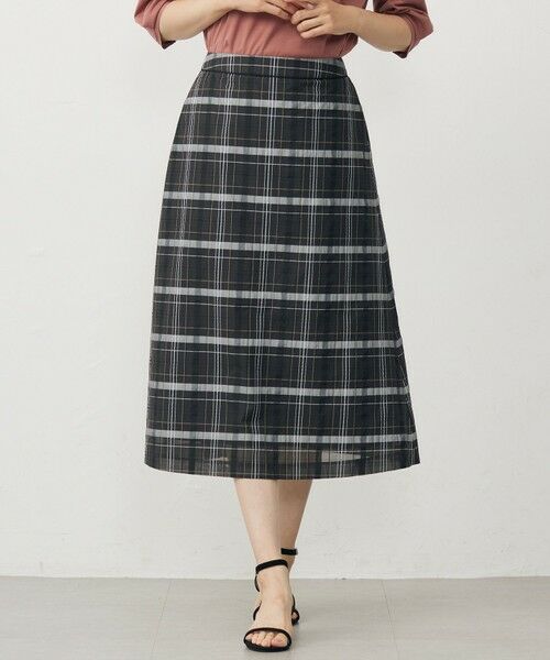 J.PRESS/ジェイプレス 【洗える】シアーチェック スカート ブラック系 11