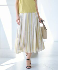 J.PRESS / ジェイプレス ミニ・ひざ丈スカート | 【洗える】ランダムストライプ スカート