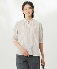 J.PRESS / ジェイプレス シャツ・ブラウス | 【洗える・接触冷感】ドビー強撚ストライプ スキッパー ブラウス