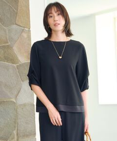 【洗える】SHEER ギンガム スキッパー ブラウス ブラウス シャツ 「洗える」SHEER ギンガム スキッパー