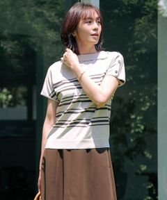 J.PRESS / ジェイプレス ニット・セーター | 【WEB限定カラーあり・洗える・抗菌防臭】COTTON POLYESTER ボーダー 襟付き ニット