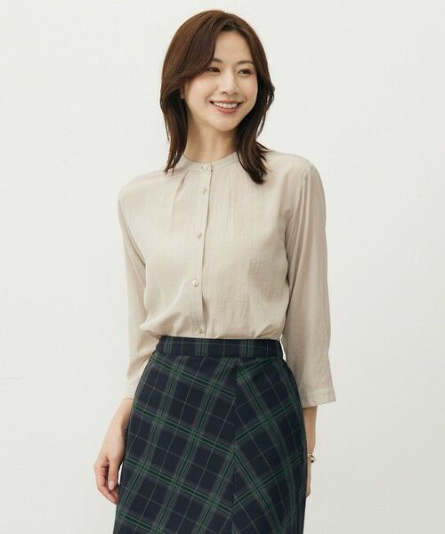 J.PRESS/ジェイプレス 【洗える・速乾・接触冷感】リライムライトローン バックフレア ブラウス ベージュ系 9 J.PRESS/ジェイプレス 【洗える・速乾・接触冷感】リライムライトローン バックフレア ブラウス ベージュ系 9