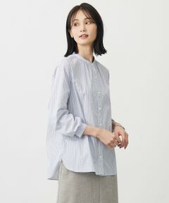 J.PRESS / ジェイプレス シャツ・ブラウス | BEZ ドビーストライプ バンドカラー ブラウス