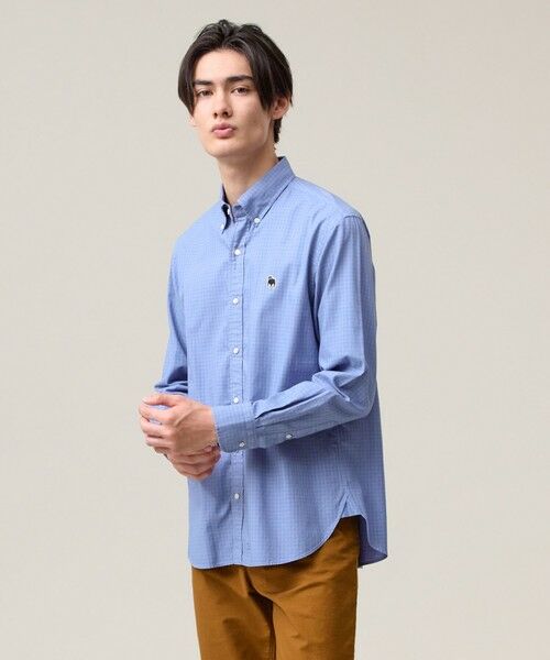 J.PRESS/ジェイプレス このさりげなさが大人気【IVY COLLECTION】【UNISEX】バックブルチェックガーメントダイ シャツ / B.D. ブルー系3 M J.PRESS/ジェイプレス このさりげなさが大人気【IVY COLLECTION】【UNISEX】バックブルチェックガーメントダイ シャツ / B.D. ブルー系3 M