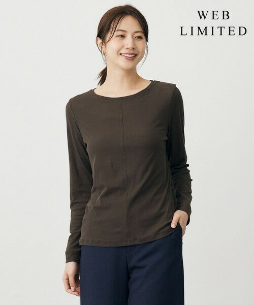 J.PRESS/ジェイプレス 【WEB限定】シアーストレッチフライス クルーネック シアー カットソー 【WEB限定】ダークブラウン系 L