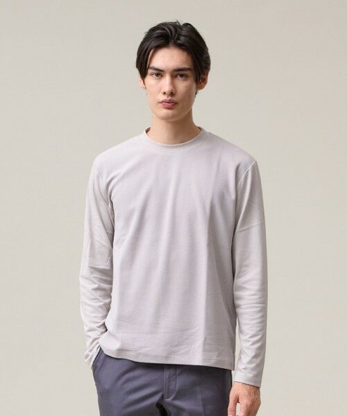 J.PRESS/ジェイプレス 【UVカット / 接触冷感 / 吸水速乾】【J.PRESS PREMIUM JERSEY】無地 ロングスリーブTシャツ ライトグレー系 S J.PRESS/ジェイプレス 【UVカット / 接触冷感 / 吸水速乾】【J.PRESS PREMIUM JERSEY】無地 ロングスリーブTシャツ ライトグレー系 S