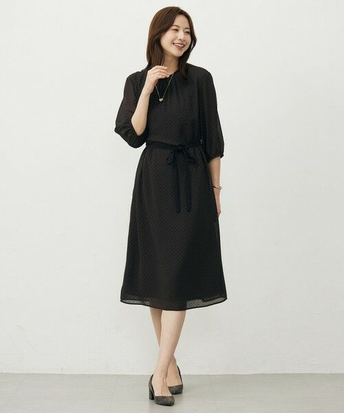 J.PRESS / ジェイプレス ロング・マキシ丈ワンピース | 【洗える】ドットフロッキープリント ワンピース | 詳細15