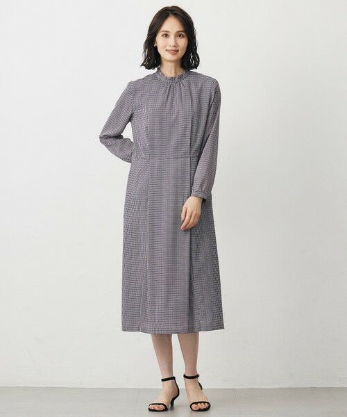 J.PRESS / ジェイプレス ロング・マキシ丈ワンピース | デシンハウンドトゥースプリント ワンピース | 詳細14