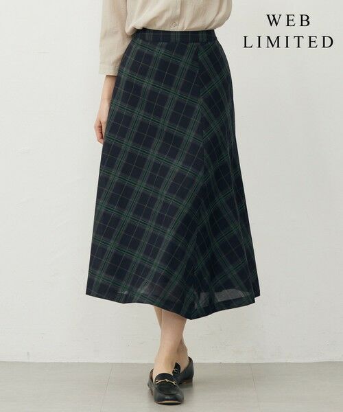 J.PRESS/ジェイプレス 【WEB限定カラーあり・洗える】SOFT SHEER チェック フレア スカート ネイビーチェック系 9 J.PRESS/ジェイプレス 【WEB限定カラーあり・洗える】SOFT SHEER チェック フレア スカート ネイビーチェック系 9
