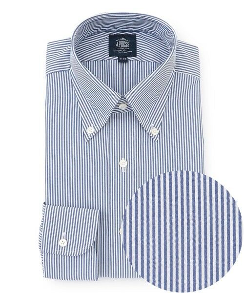 J.PRESS/ジェイプレス 【PREMIUM PLEATS / 形態安定】ロンドンストライプ ドレスシャツ / B.D. ネイビー系1 41-85 J.PRESS/ジェイプレス 【PREMIUM PLEATS / 形態安定】ロンドンストライプ ドレスシャツ / B.D. ネイビー系1 41-85